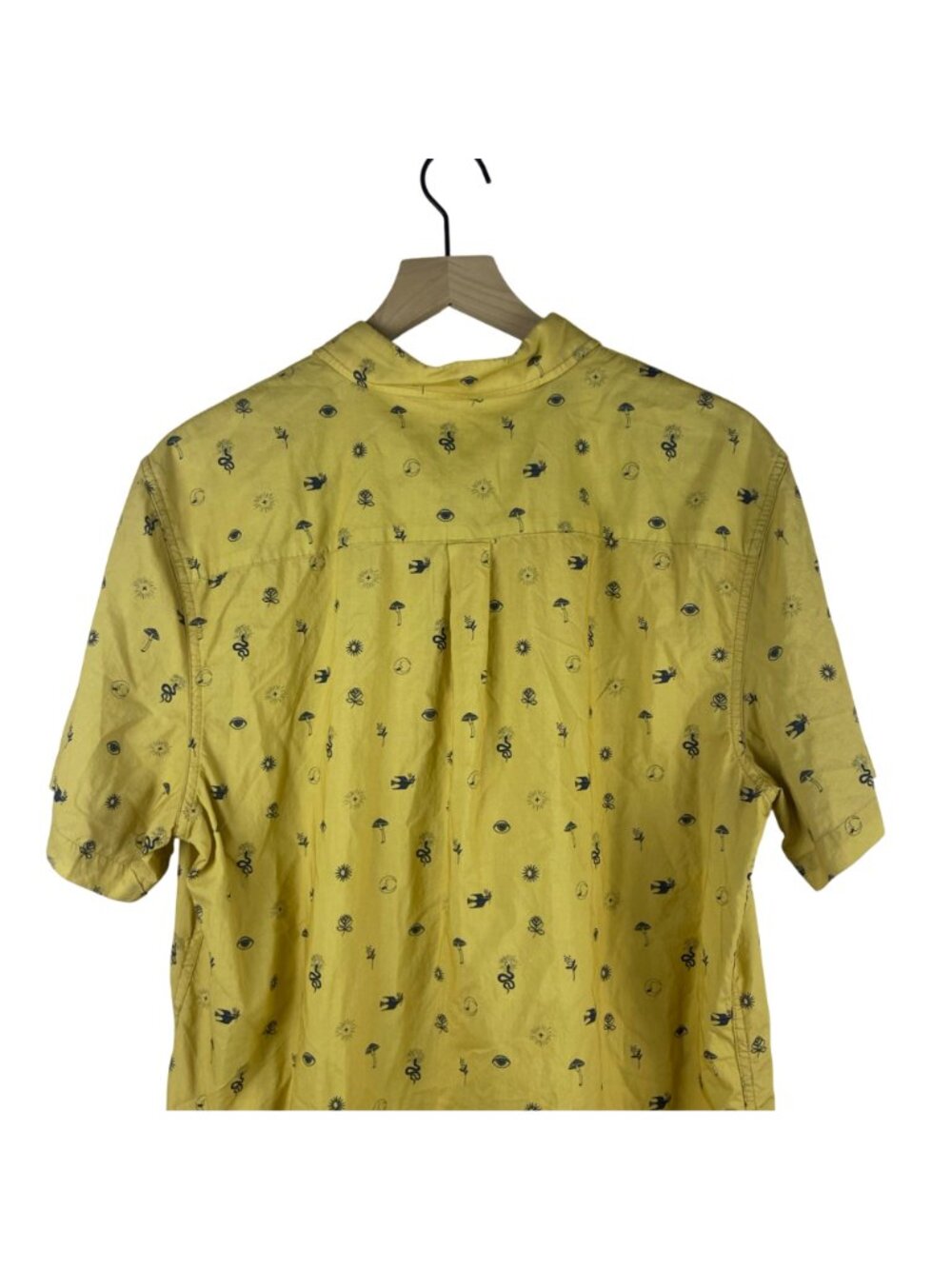Marine Layer Stretch Selvage Short Sleeve Button Up Casual Shirt Yellow Large - Picture 10 of 12